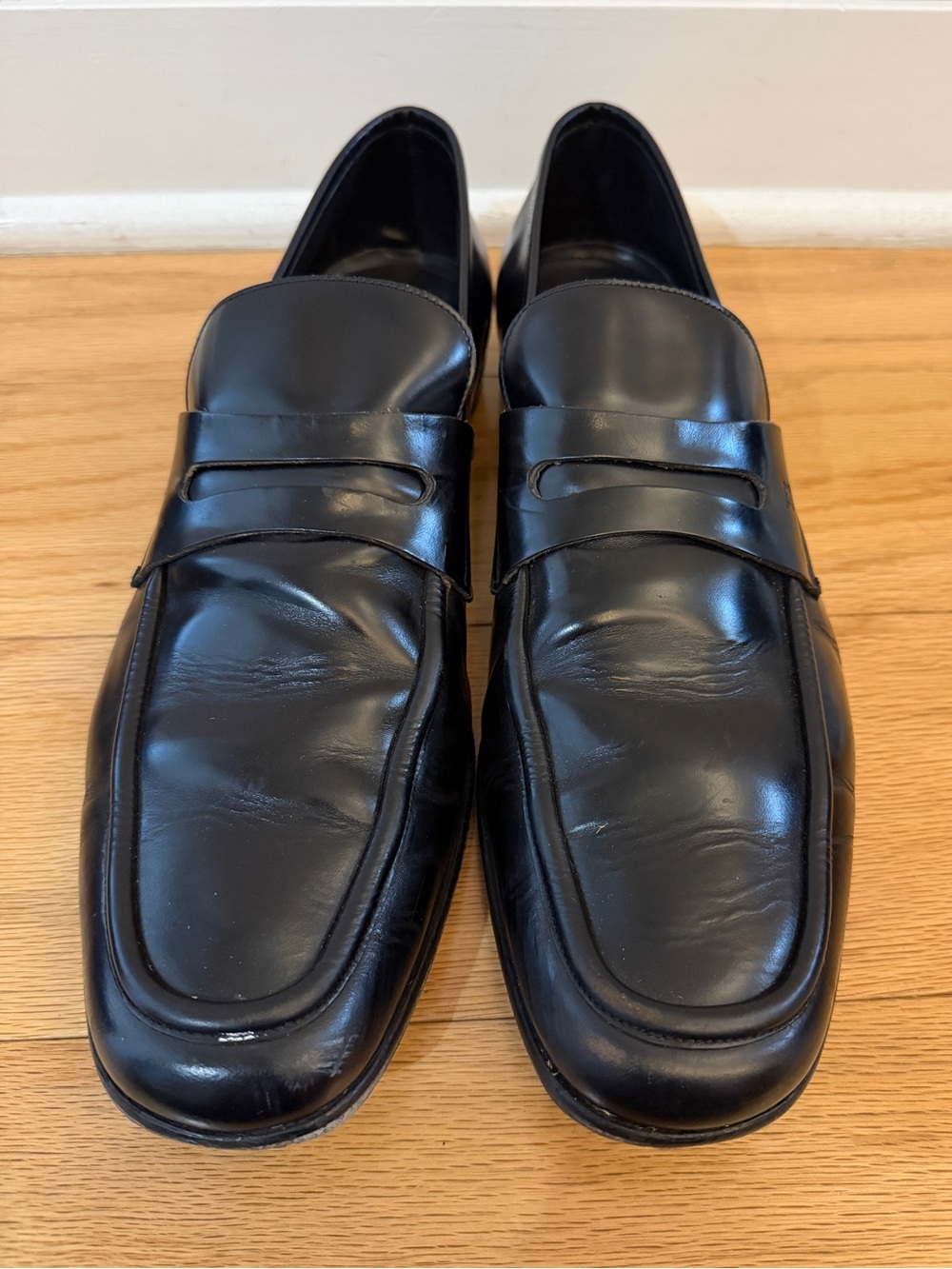 Ermenegildo Zegna black leather penny loafers in Men’s Size 13, made in Italy